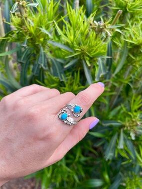 Navajo Handmade Genevieve Francisco- Adjustable sz 6-10. Kingman- Sterling